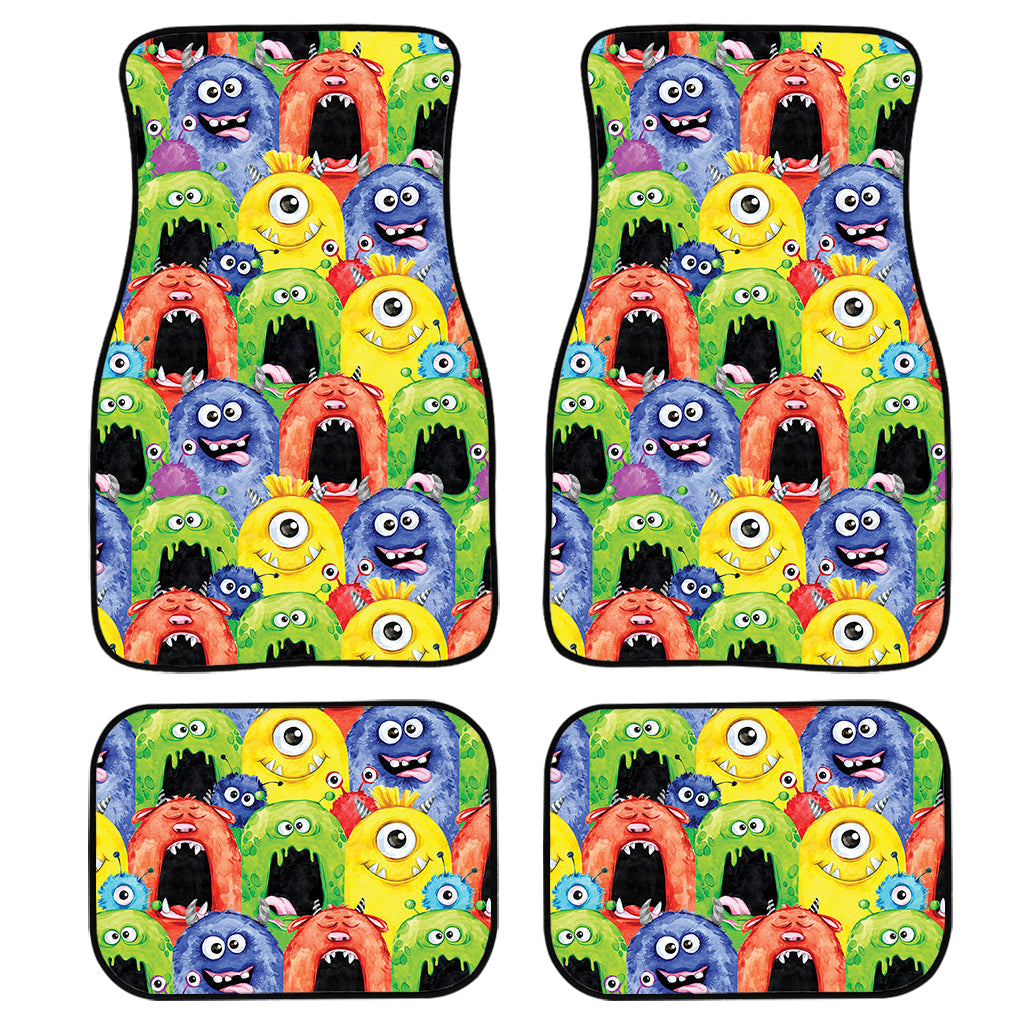 Watercolor Monster Pattern Print Front And Back Car Floor Mats, Front Car Mat