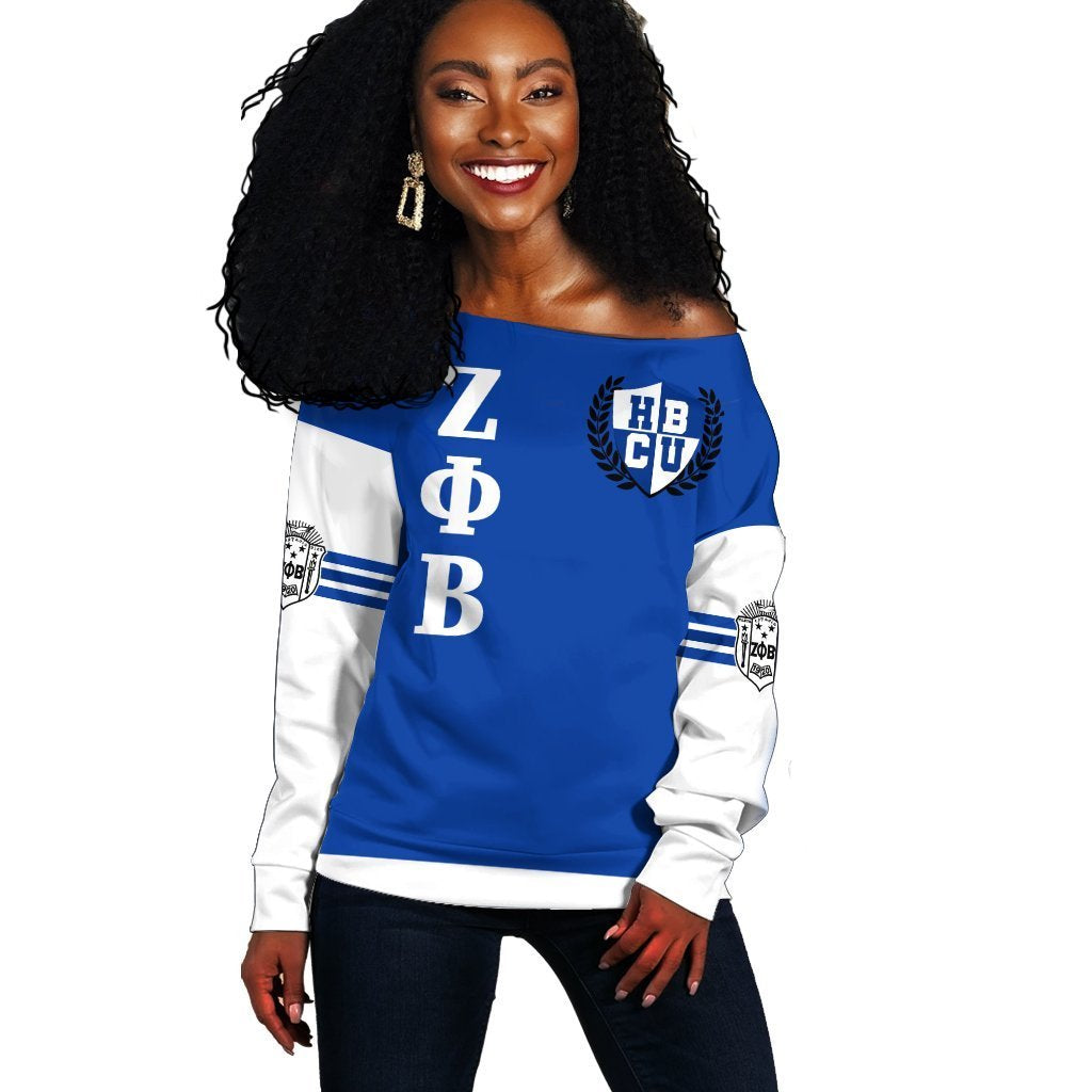 Greek Life Sweatshirt – Zeta Phi Beta Hbcu Graduation Offshoulder