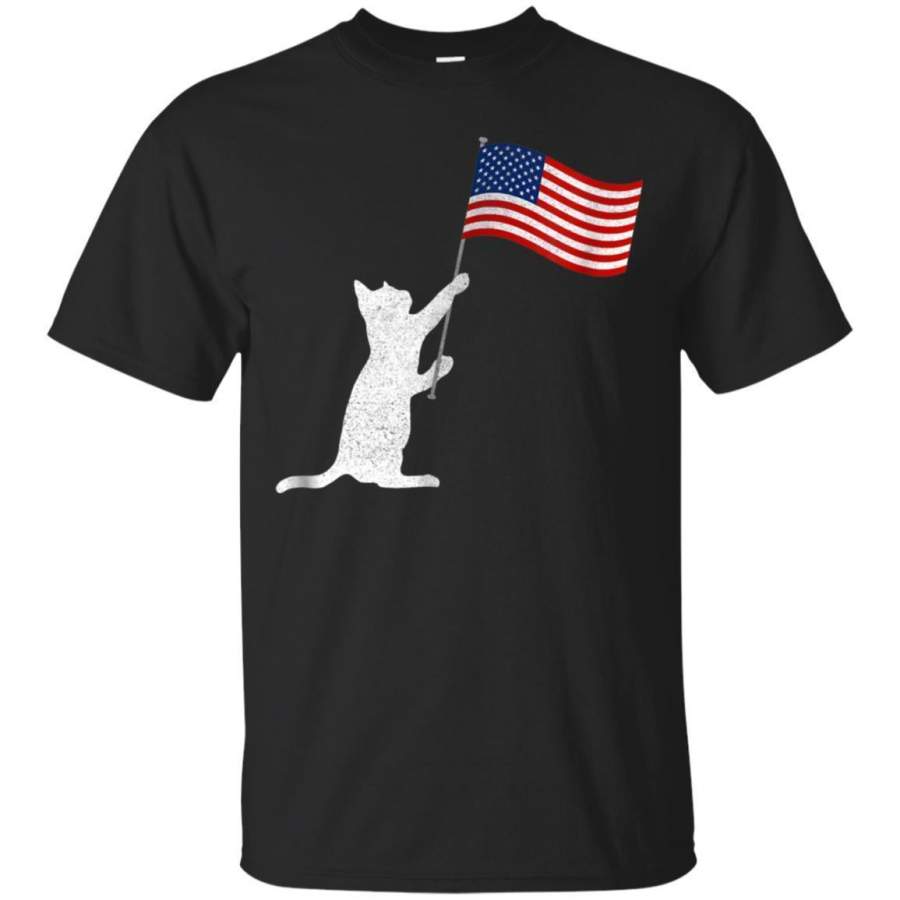 AGR 4th Of July Gift Cute Cat Lover Usa American Flag T Shirt Jaq T-shirt