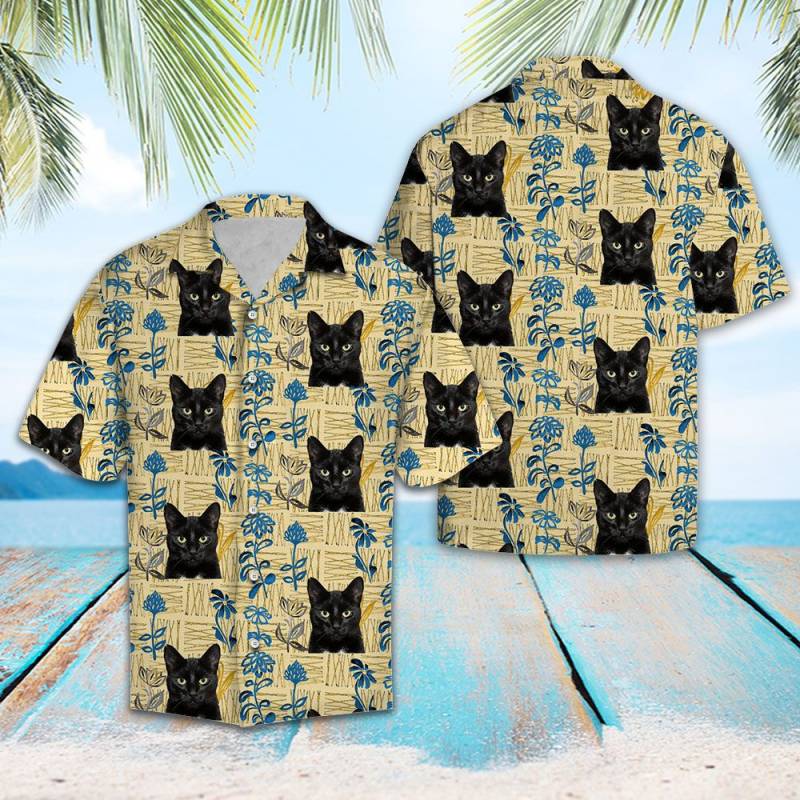 Black Cat Pattern Hawaii Shirt Ha34250