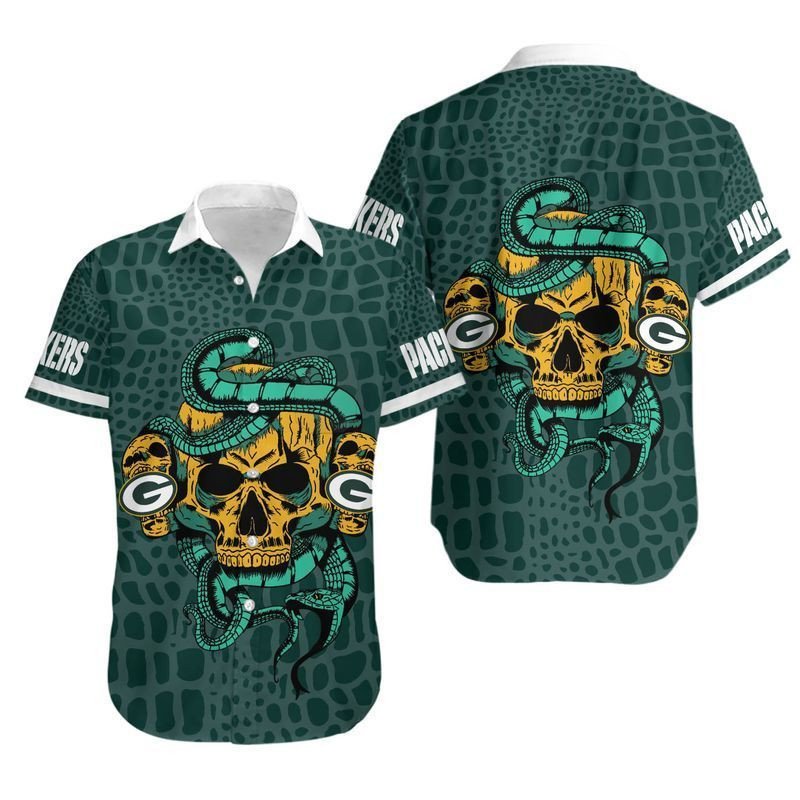 Green Bay Packers Snake And Skull Hawaii Shirt And Shorts Summer Collection H97