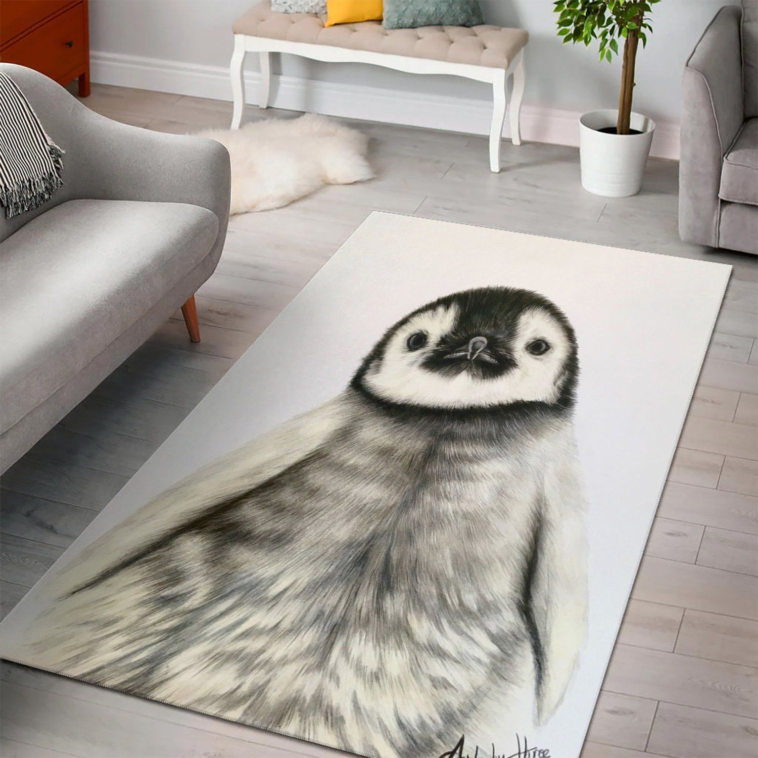 Penguin Chick Area Rug For Christmas Kitchen Rug Family Gift US Decor