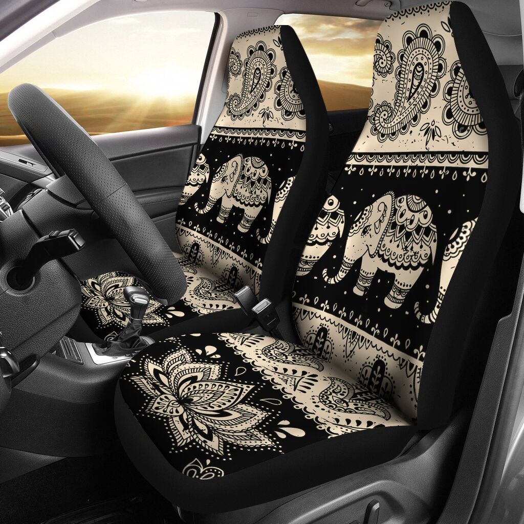 Elephants Tribal Car Seat Covers, Seat Covers Full Set, Carseat Covers, Automotive Seat Covers.