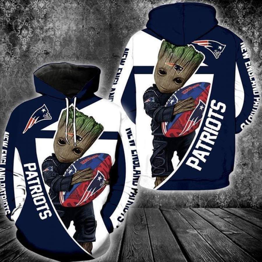 Groot Hugs New England Patriots Hoodie Unisex 3D All Over Print