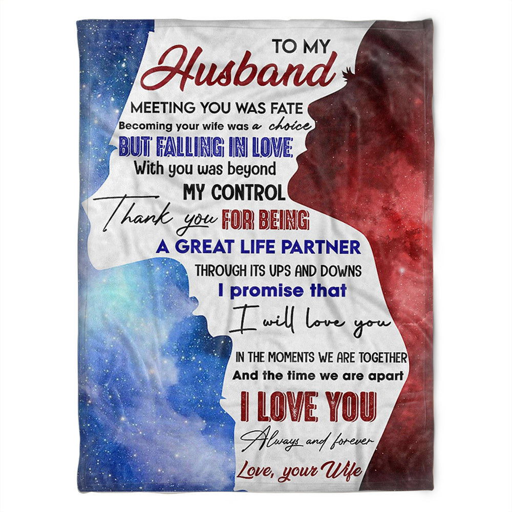 To My Husband Blanket. Fleece Blankets, Thank You For Being A Great Life Partner. Gift For Husband Family Home Decor Bedding Couch Sofa Soft And Comfy Cozy