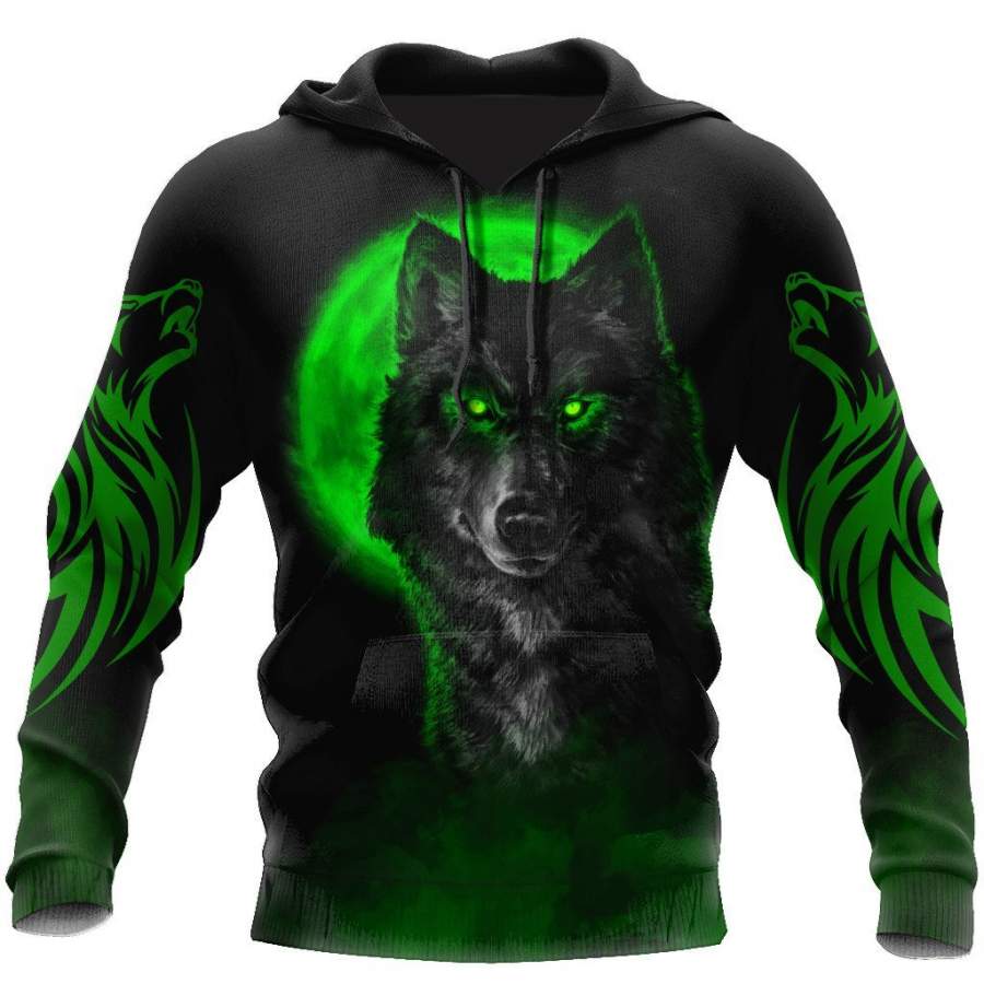 The Green Moon Wolf 3D All Over Printed Unisex Shirt