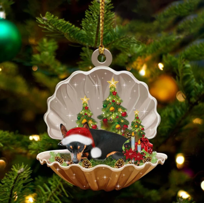 Miniature Pinscher-Sleeping Pearl In Christmas Two Sided Ornament