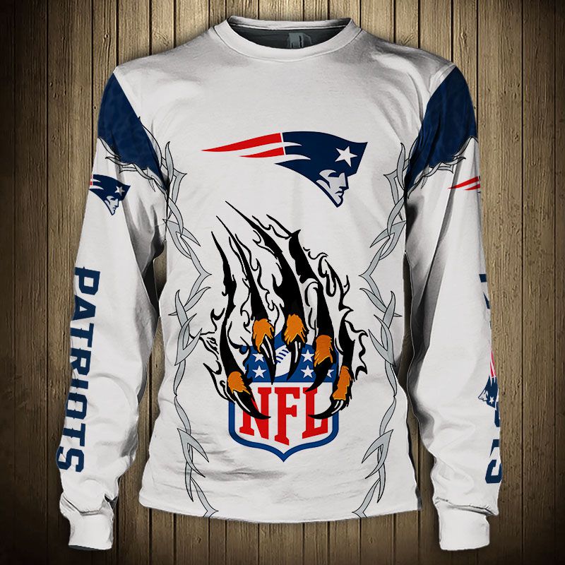 White New England Patriots Sweatshirts Claw