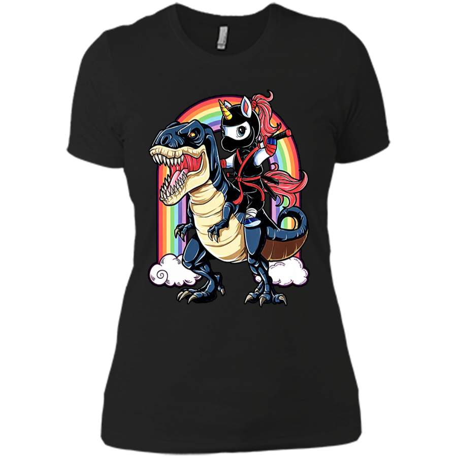 Unicorn Riding Dinosaur Shirt Funny Unicorn Ninja Shirt Next Level Ladies Boyfriend Tee