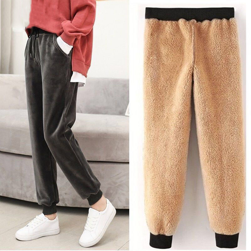 BEFORW 2021 Autumn Winter Harem Warm Pants Women’s Thick Velvet Casual Pants Women Loose Winter Causal Women Trousers M-XL alx