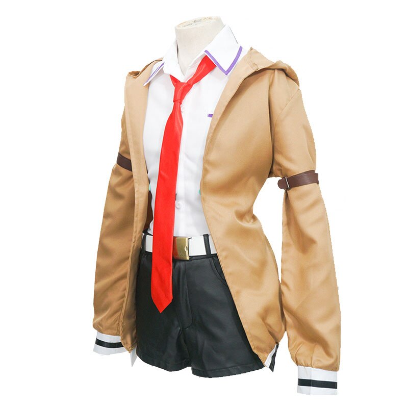 Steins Gate 0 Kurisu Makise Cosplay Costume Anime School Uniform Full Sets Coat + Shirt + Shorts Drop Ship alx