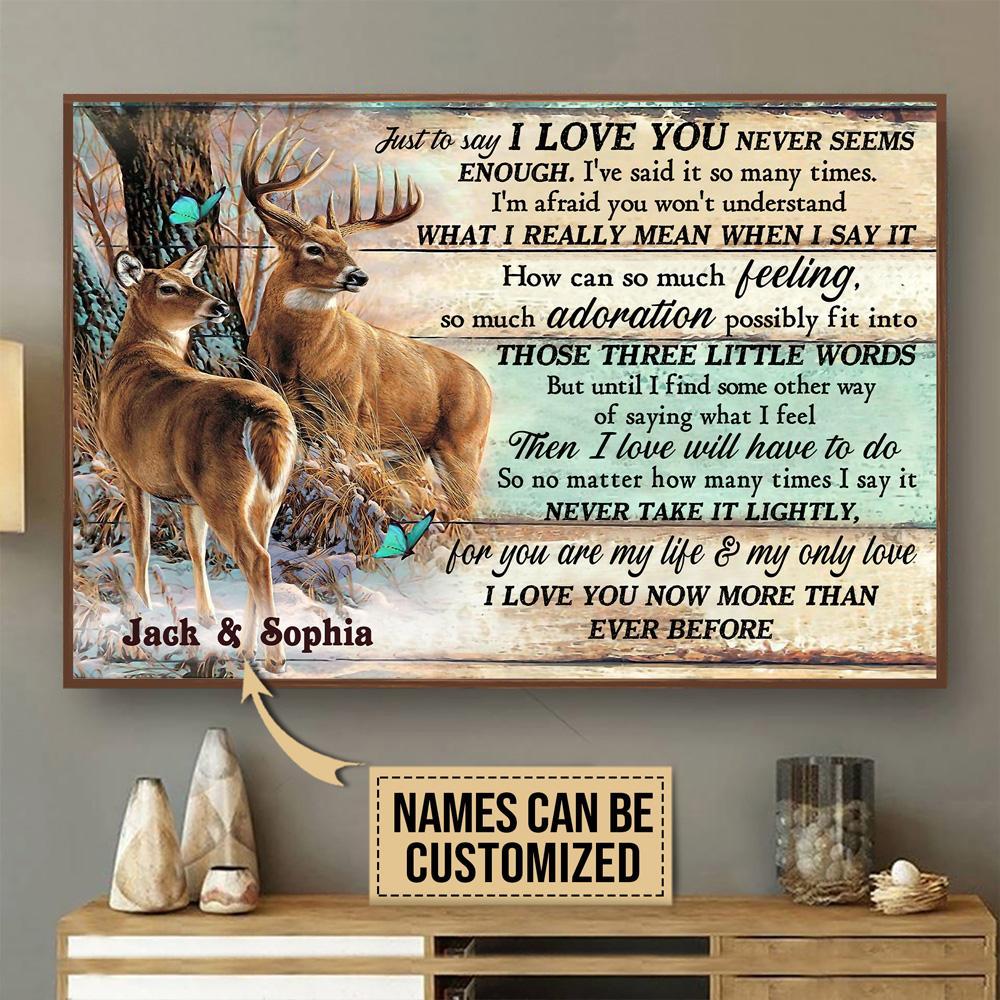 Aeticon Gifts Personalized Deer Couple Pallet I Love You Canvas Mom Dad Gift Home Decor