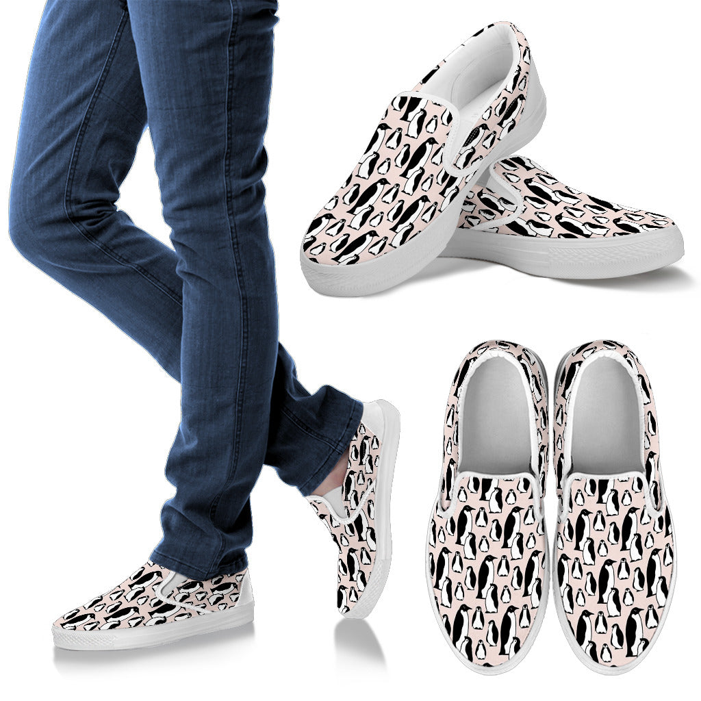 Penguin Themed Men Slip Ons Shoes