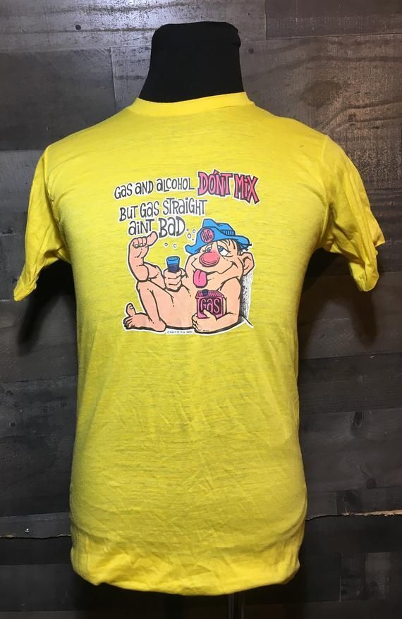 Vintage 1980S Gas Alcohol Don T Mix 80S Cartoon Funny Humor Vintage Funny Gag Gift Shirt