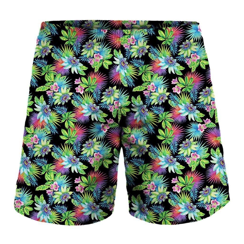 Psychedelic Hawaii Flower Print Shorts Ha11187