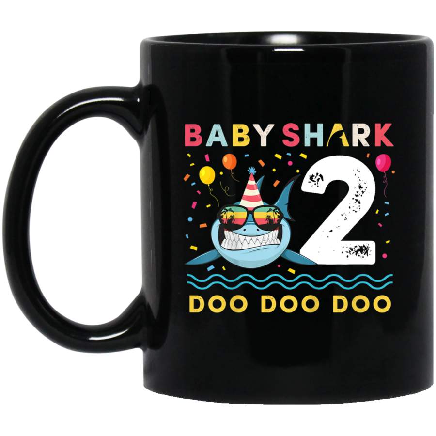 Baby Shark Mug Toddler 2nd birthday 2 Year Old Boy or Girls 11 oz 15 oz Black Mug