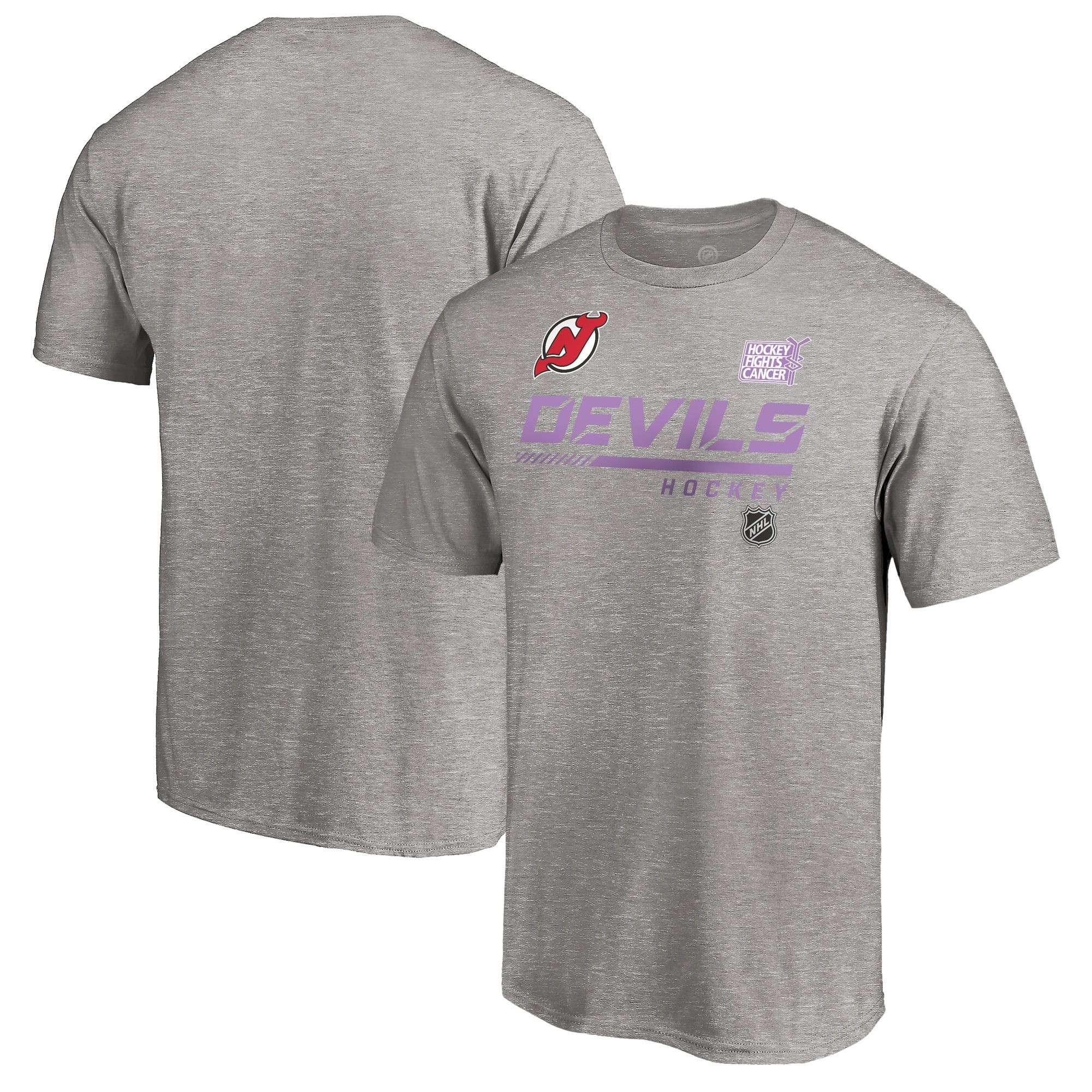 Men’S Fanatics Branded Heather Gray New Jersey Devils 2020 Hockey Fights Cancer T-Shirt