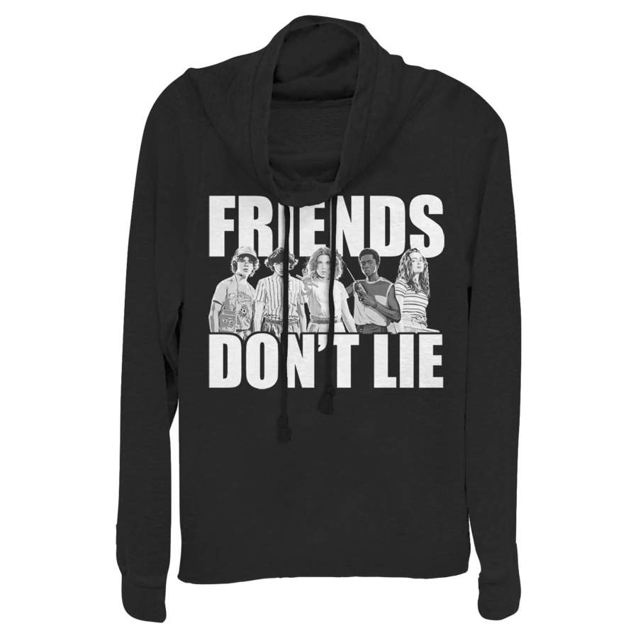 Stranger Things Junior’s Friends Don’t Lie Character Pose  Cowl Neck Sweatshirt