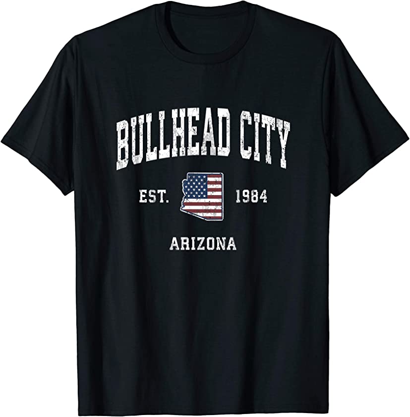 Bullhead City Arizona AZ Vintage American Flag Sports Design T-Shirt