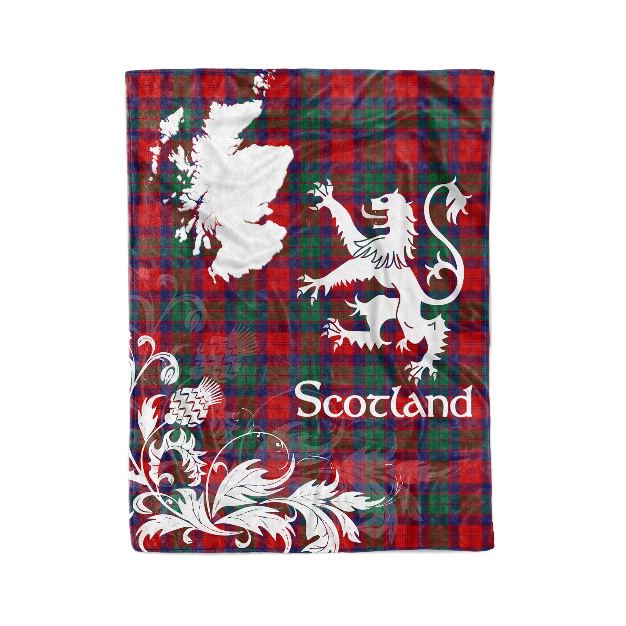 Tartan Plaid Fleece Blanket Tartan Blanket Thistle And Lion Scottish Clan Fraser Of Altyre Plaid Blanket