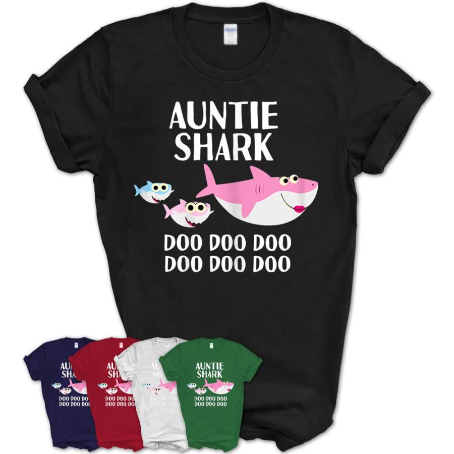 Womens Auntie Shark Doo Doo Shirt Halloween Christmas Aunt Gift T-Shirt