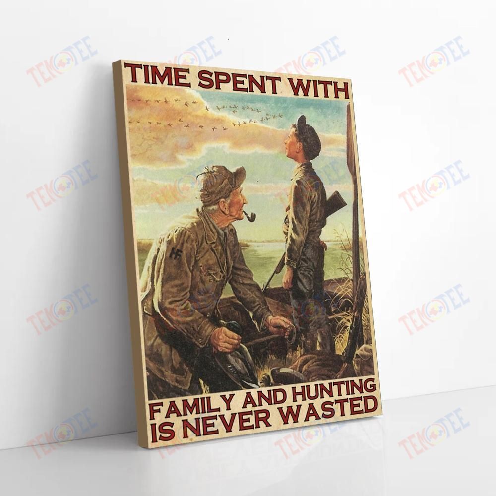 Canvas Artwork Time With Family And Hunting Is Never Wasted Vintage Wall Art Canvas Artistic Living Room Bedroom Bathroom Home Decoration