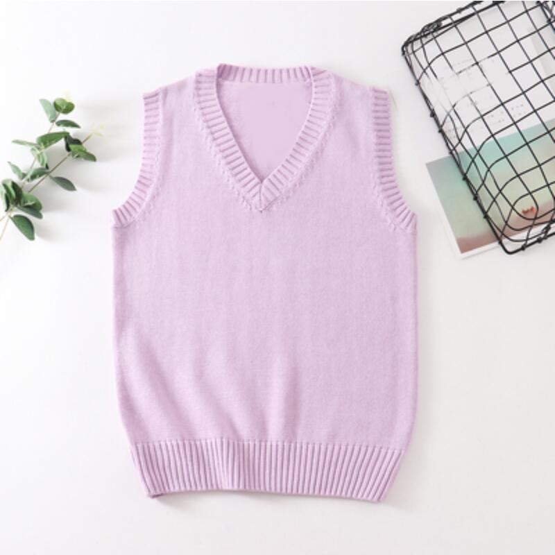 Teenager School Girl Uniform Sleeveless Sweaters Women Vest Students Girls V Neck Knitted Pullover Female Waistcoat Ladies Tops alx