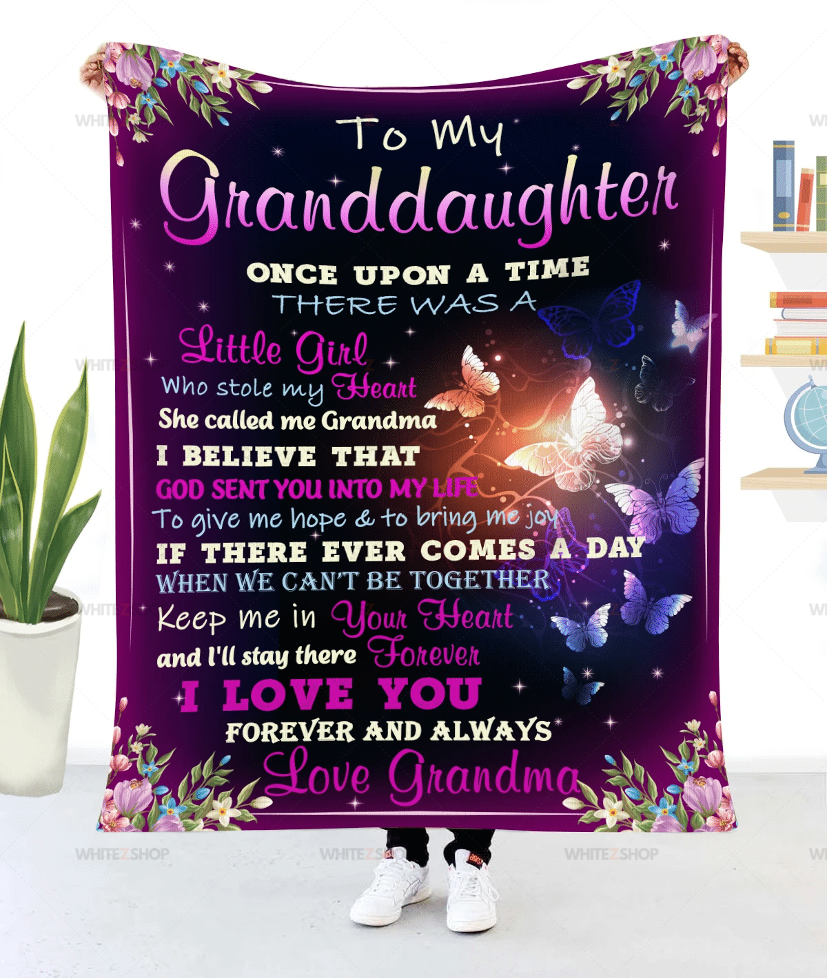 Butterfly Grandma To Granddaughter Once Upon A Time There Was A Little Girl Who Stole My Heart She Called Me Grandma Sherpa Blanket