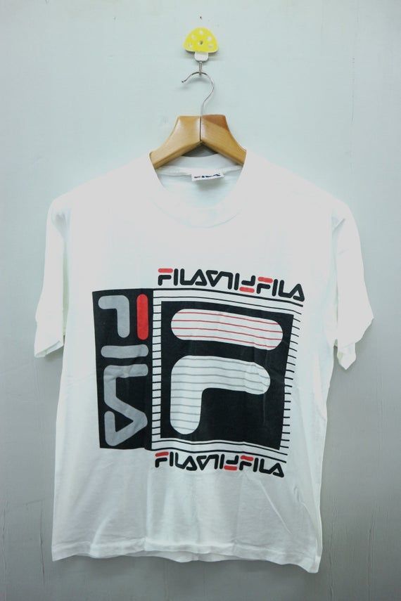 Vintage Fila Big Spell Out Logo Sport Wear Hip Hop Tennis Fashion Shirt