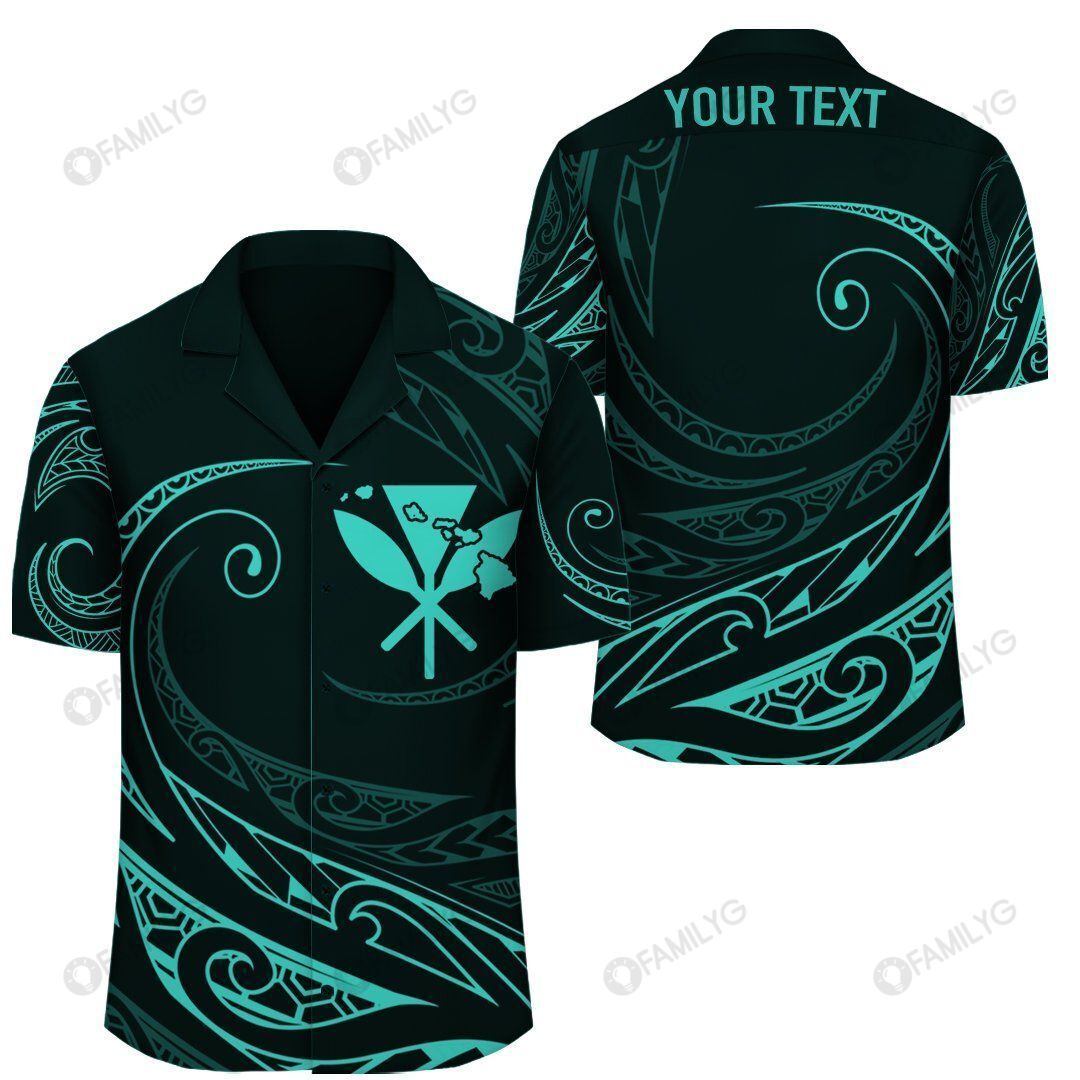 Polynesian Design Kanaka Map – Turquoise – Frida Style Hawaii Shirt Summer Hawaiian For Men, Women, Couple