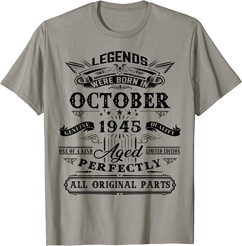 Vintage October 1945 75th Birthday Gifts For 75 Years Old T-Shirt