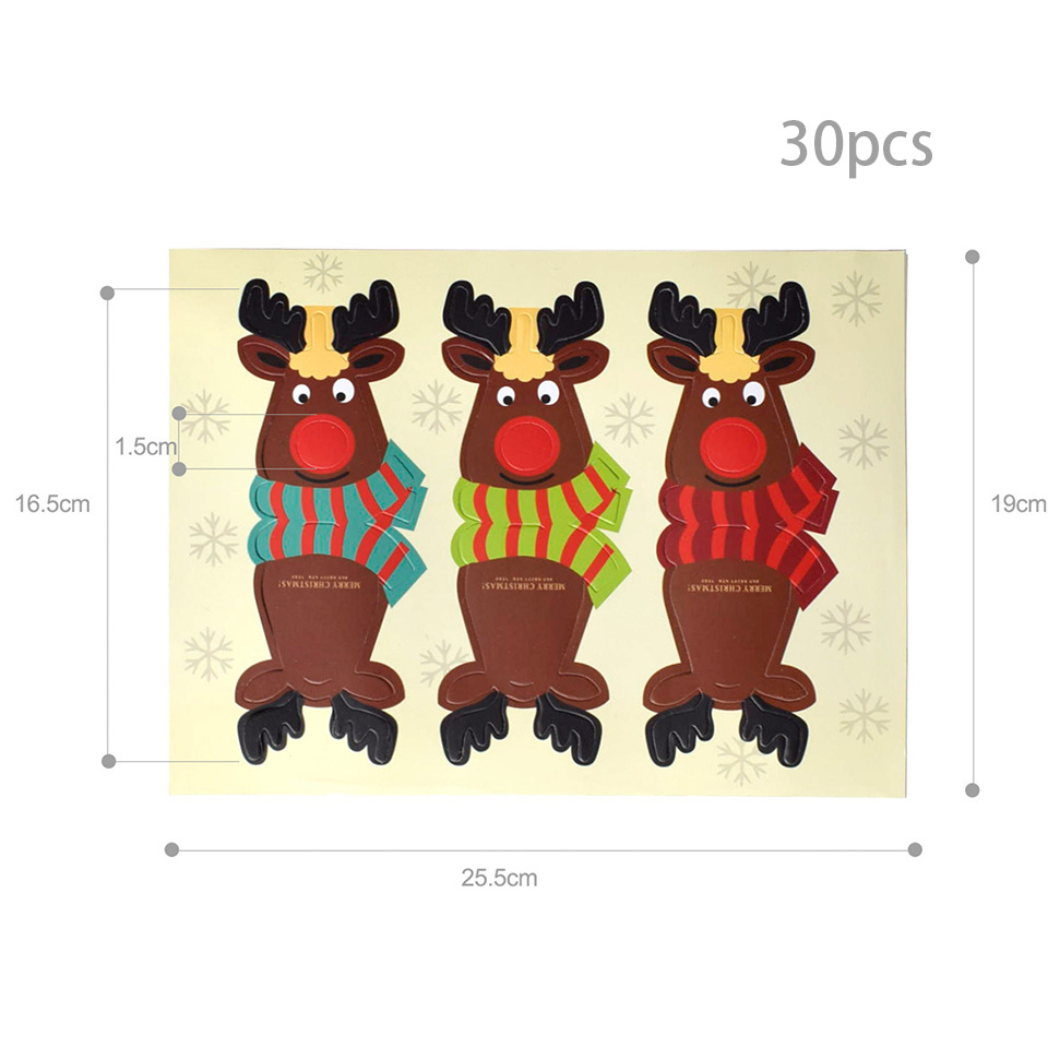 30Pcs/lot Christmas Deer Candy Package Cards Multi Cartoon Deer Lollipop Holder Kids Party Decoration Home DIY Gifts Supplies alx