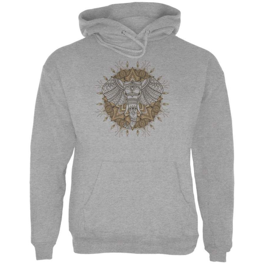 Henna Mandala Elephant Mens Hoodie