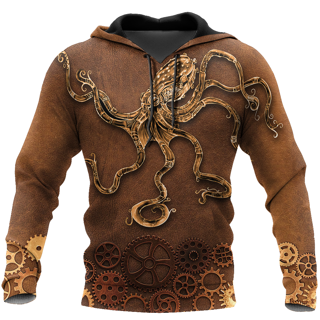 Octopus Steampunk Mechanic All Over Printed Hoodie For Men and Women TN