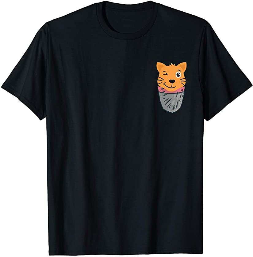 Winking Emoji Cat In The Pocket Kitty Gift Kitten Pet Animal T-Shirt