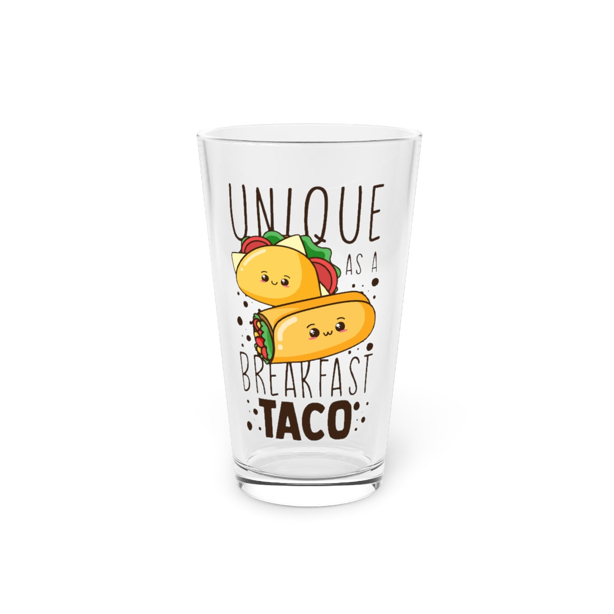 Beer Glass Pint 16Oz Hilarious Tacos Enthusiasts Mexican Delicacies Graphic Pun Humorous Hispanic Foods Devotee Statements Gag