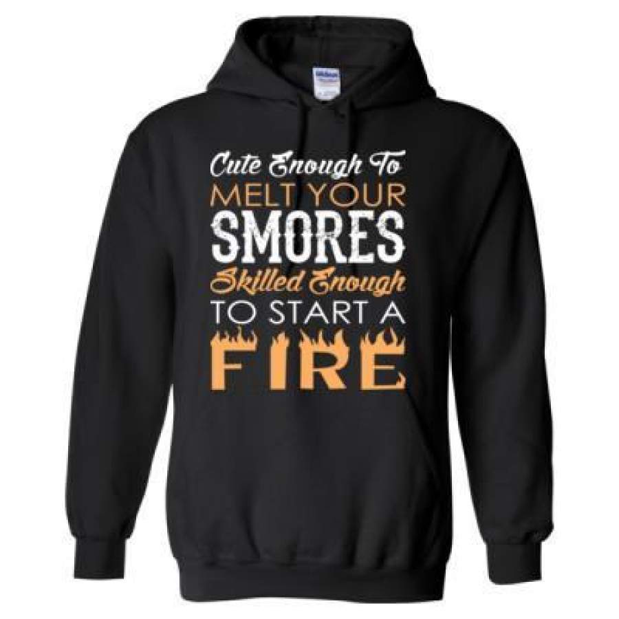 AGR Cute Enough To Melt Your Smores Skilled Enough To Start A Fire – Heavy Blend™ Hooded Sweatshirt