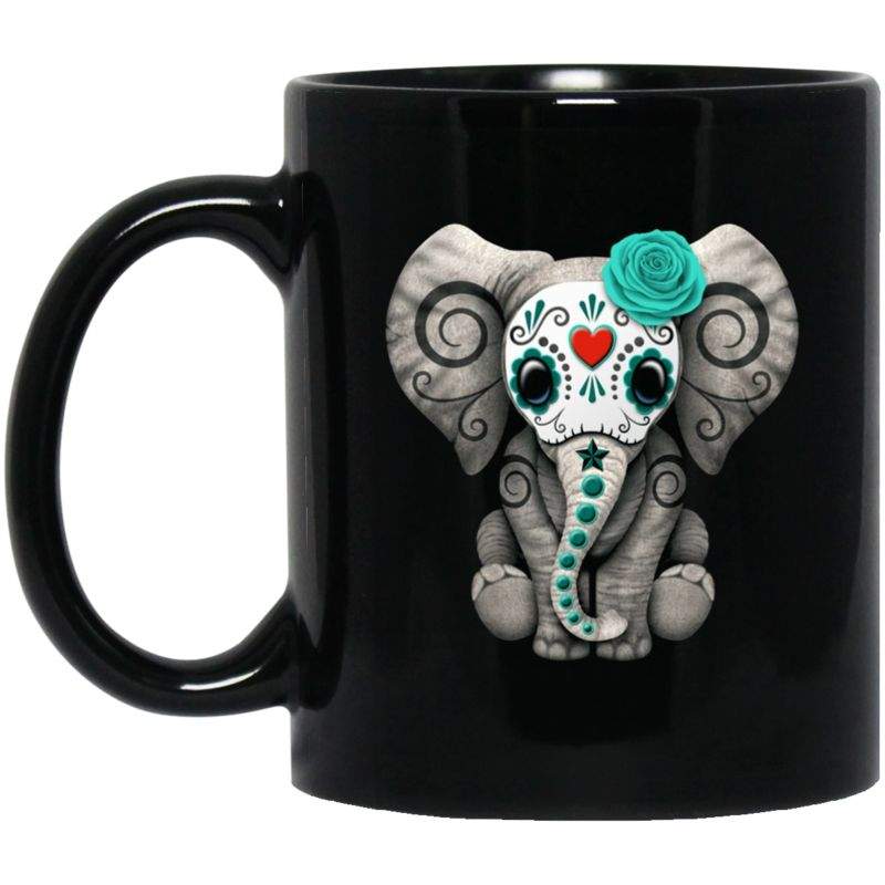 Buy Blue Day Of The Dead Sugar Skull Baby Elephant Mug