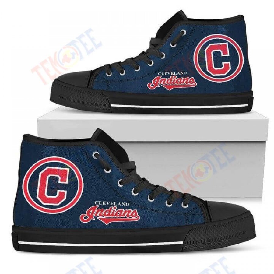 Mens Womens Circle Logo Cleveland Indians High Top Shoes TMT566