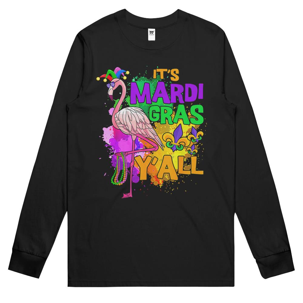 Funny Carnival Party Gifts Idea Flamingo Mardi Gras Long Sleeve T Shirts