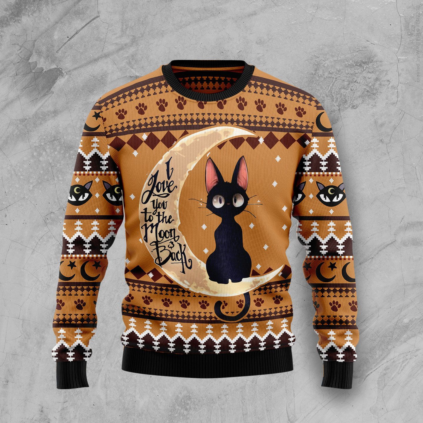 Black Cat Moon And Back Christmas Ugly Sweater