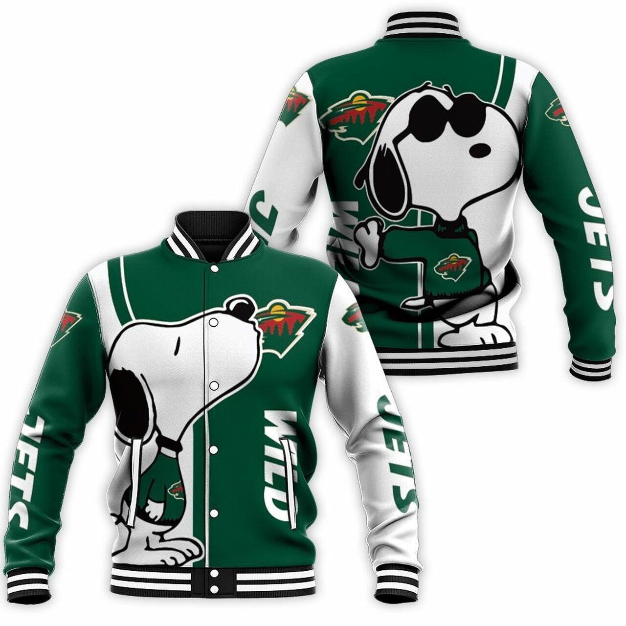 Minnesota Wild Snoopy Lover Baseball Jacket