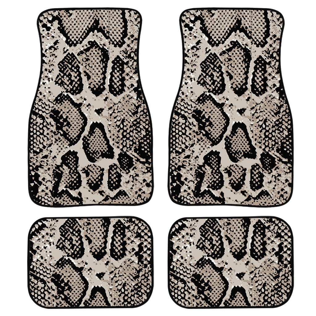 Tan And Black Snakeskin Printt Front And Back Car Floor Mats, Front Car Mat