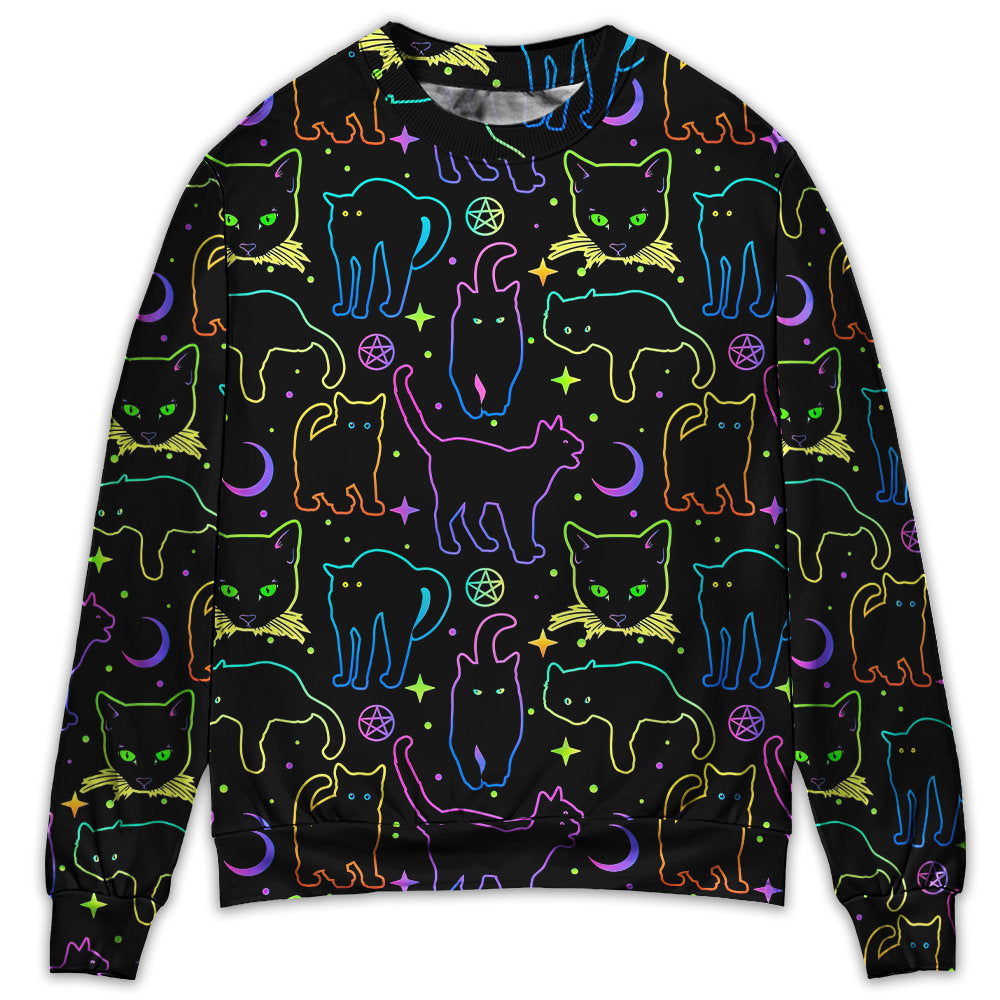 Cat Neon Colorful Playing With Kitten Magical – Sweater – Swea01Lin240822