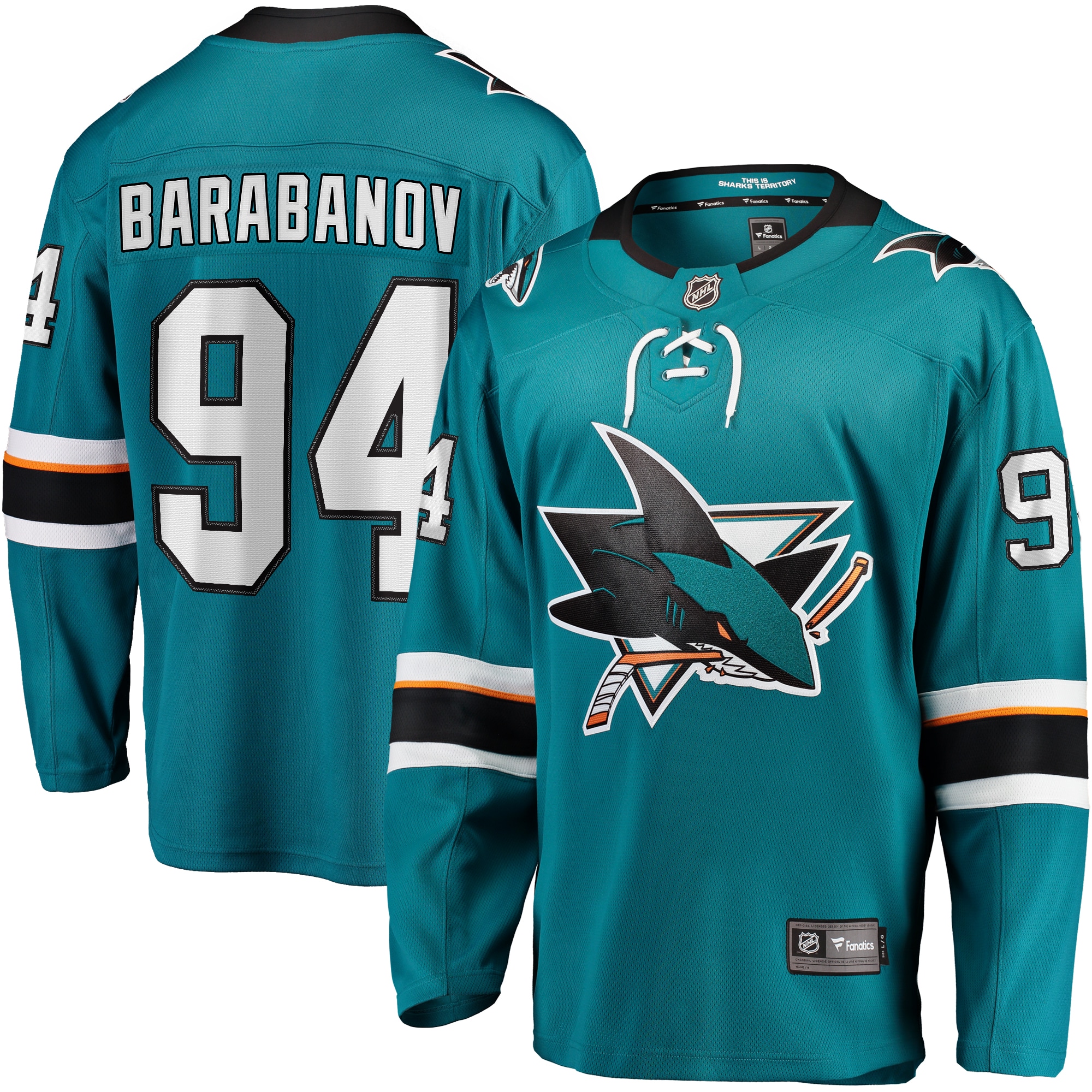 Men's San Jose Sharks Alexander Barabanov Teal Home Breakaway Jersey