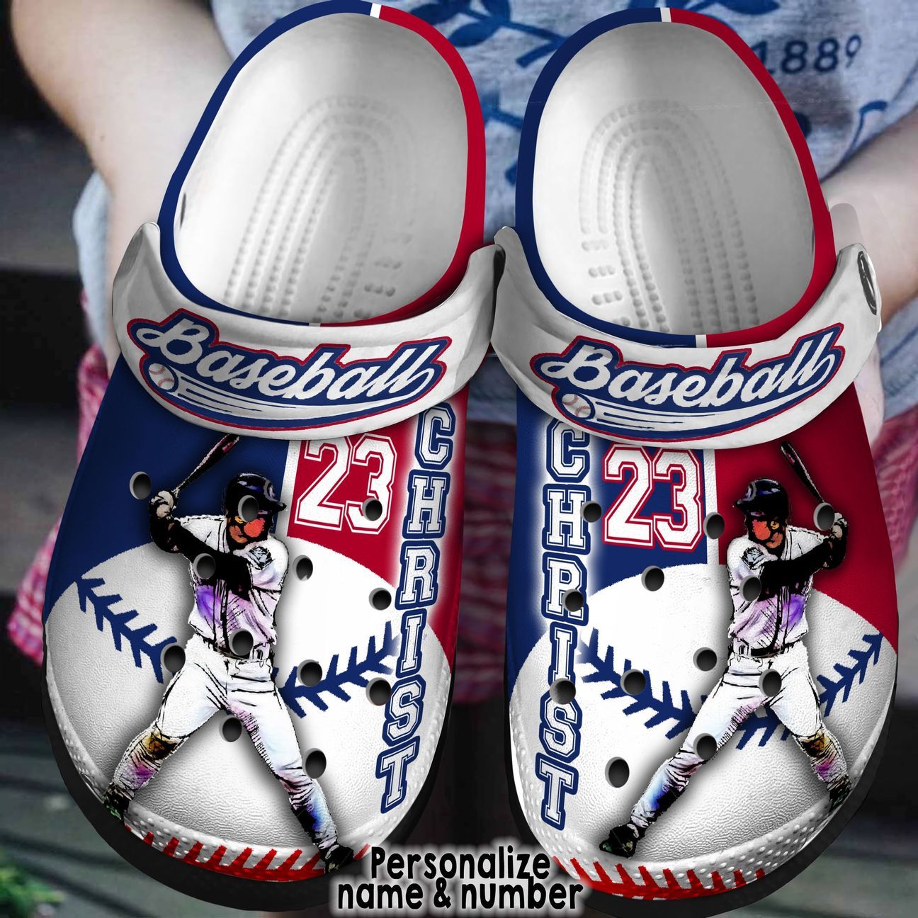 Baseball Personalized Clog, Custom Name, Text, Color, Number Fashion Style For Women, Men, Kid, Print 3D Hit The Ball Vq