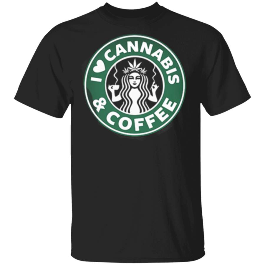 Starbucks I love Cannabis and coffee shirt Trending T-Shirt