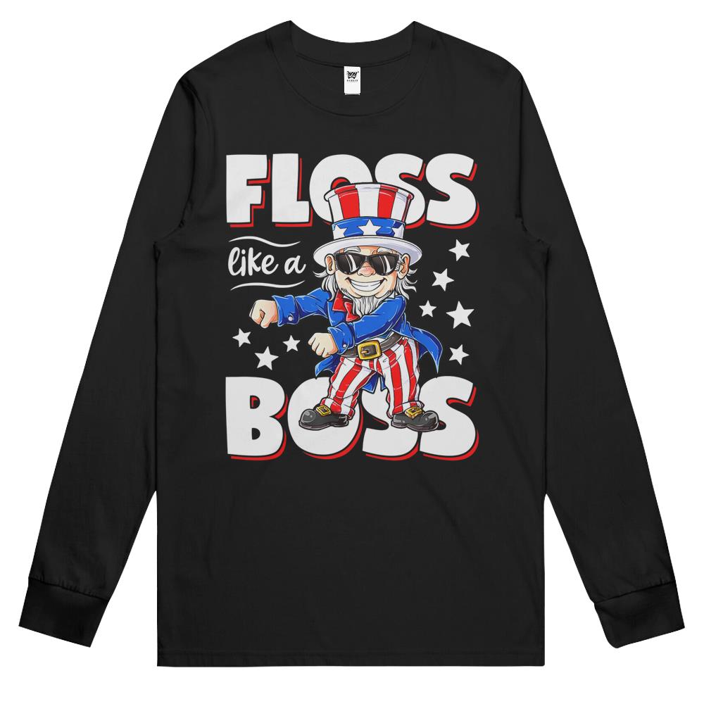 4Th July Shirts, Fourth Of July Long Sleeve T Shirts, 4Th Of July Long Sleeve T Shirts, Floss Like A Boss 4Th Of July Shirt Uncle Sam Long Sleeve T Shirts