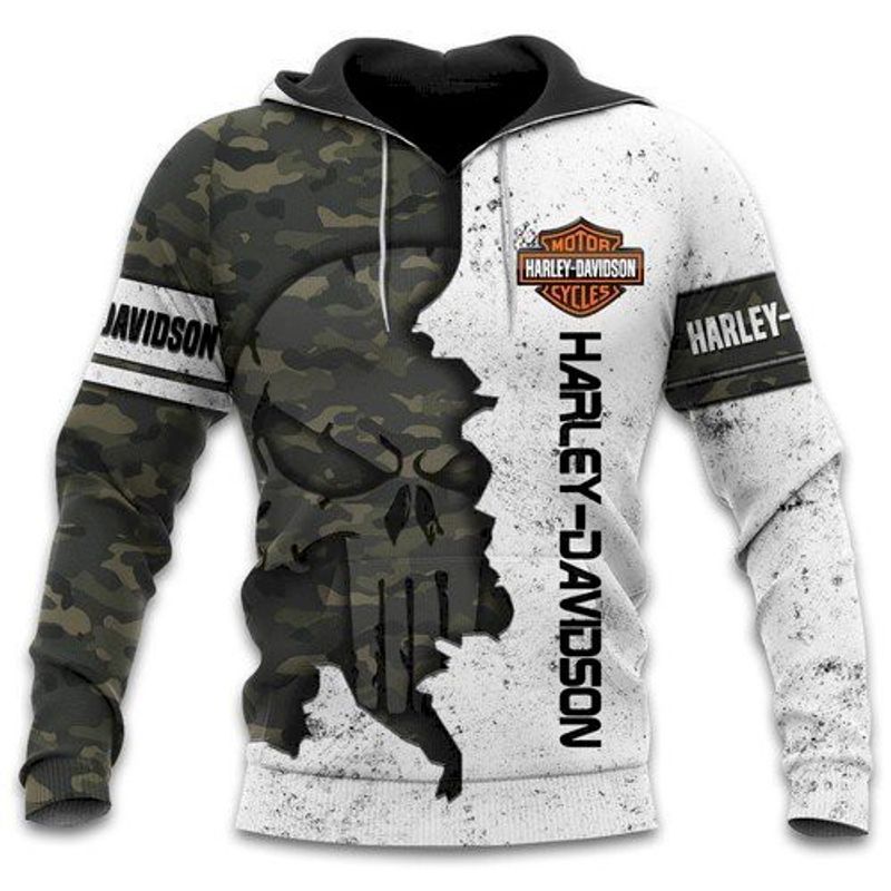 Harley Davidson Motorcycles Skull Punisher Camo Pattern 3D Hoodie N98