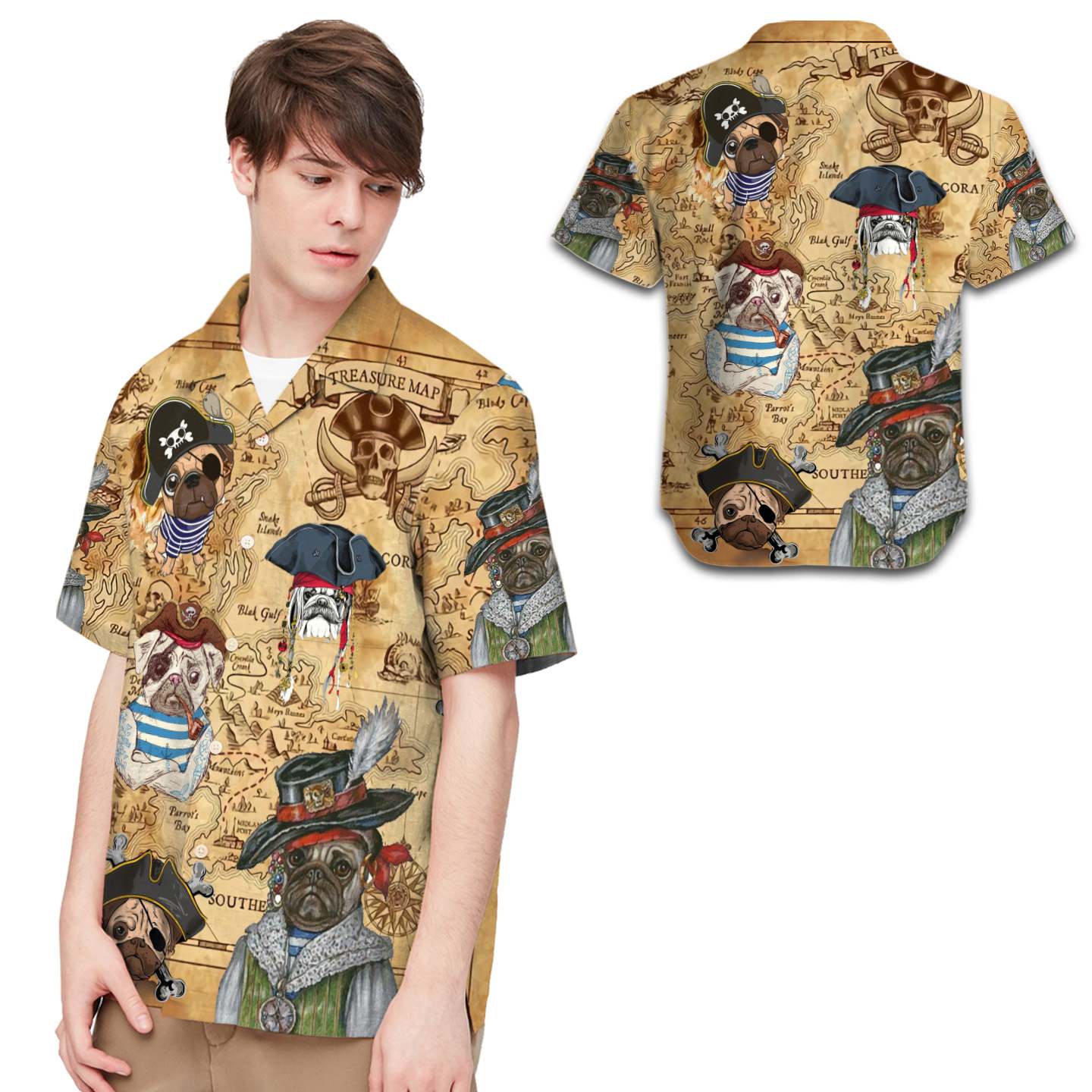 Pirate Pug Men Hawaii Shirt For Dog Lovers Ha38708